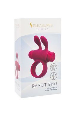 Ерекційне віброкільце S Pleasures Premium Rabbit Ring, рожеве, зі знімною віброкулею та вушками SX1609 фото