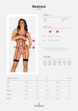 Боди из стреп с доступом Obsessive Badossa crotchless teddy S/M, черный SO7215 фото
