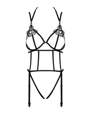 Боди из стреп с доступом Obsessive Badossa crotchless teddy S/M, черный SO7215 фото