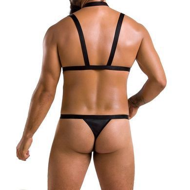 Комплект мужского белья из стреп Passion 039 SET ANDREW XXL/XXXL Black, стринги, шлейка SO7590 фото