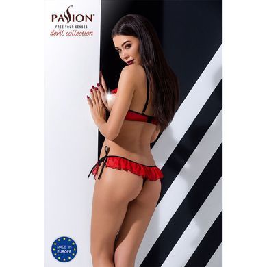 Комплект білизни Passion Exclusive CHERRY SET OpenBra L/XL, red, відкритий ліф, трусики-спідничка PS25507 фото