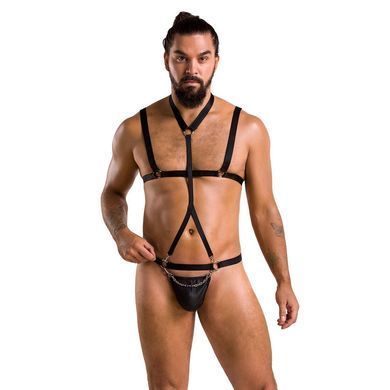 Комплект мужского белья из стреп Passion 039 SET ANDREW XXL/XXXL Black, стринги, шлейка SO7590 фото