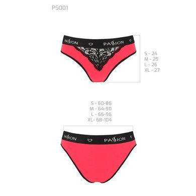 Трусики з широкою резинкою і мереживом Passion PS001 PANTIES XL, red-black SO4170 фото