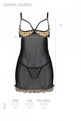 Эротический пеньюар Passion MARINA CHEMISE, S/M, beige SO9721 фото