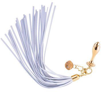 Металлическая анальная пробка Хвост пони LOCKINK SEVANDA White Pony-Tail Anal Rose-shape Plug SX0870 фото