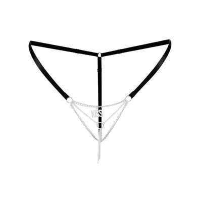 Сексуальные трусики с цепочкой и подвеской Art of Sex - KISS panties XS-M, цвет черный SO9839 фото