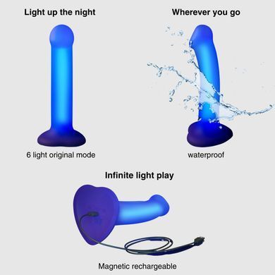 Светящийся дилдо Strap-On-Me Glow-LED Dildo Purple - M SX2851 фото