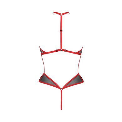 Сетчатое боди с кружевом на груди Passion SATARA BODY L/XL red SO8472 фото