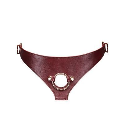 Кожаные трусы для страпона Liebe Seele Wine Red Strap on Harness, универсальный размер SO9464 фото