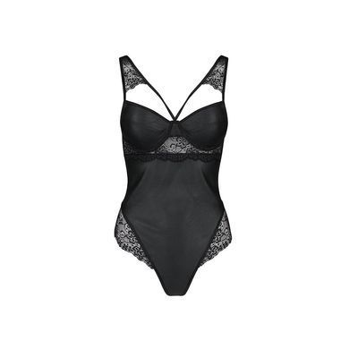 Боди из эко-кожи и кружева Passion LOONA BODY L/XL, black SO5355 фото