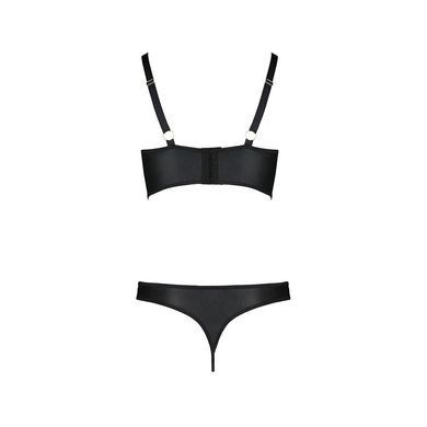 Комплект из эко-кожи с люверсами и ремешками Passion MALWIA BIKINI XXL/XXXL, black, бра и трусики SO5764 фото