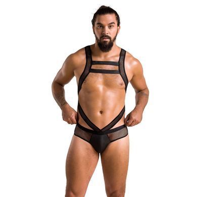 Мужское эротическое сетчатое боди Passion 045 VICTOR XXL/XXXL Black, экокожа, сетка SO7608 фото