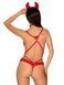 (SALE) Эротический костюм чертика из стреп Obsessive Evilia teddy red L/XL, боди, чокер, накладки на соски, SO7707 фото 2
