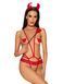 (SALE) Эротический костюм чертика из стреп Obsessive Evilia teddy red L/XL, боди, чокер, накладки на соски, SO7707 фото 1