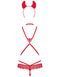 (SALE) Эротический костюм чертика из стреп Obsessive Evilia teddy red L/XL, боди, чокер, накладки на соски, SO7707 фото 6