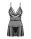 Еротичний мереживний комплект із сіточкою Obsessive 838-BAB-1 babydoll & thong black XXL, чорний, пе SO7183 фото 6