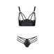 Комплект из эко-кожи с люверсами и ремешками Passion MALWIA BIKINI XXL/XXXL, black, бра и трусики SO5764 фото 3