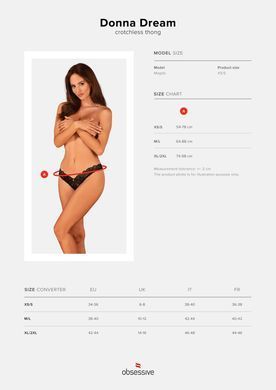 Кружевные стринги Obsessive Donna Dream crotchless thong XL/2XL Black, открытый доступ SO8644 фото