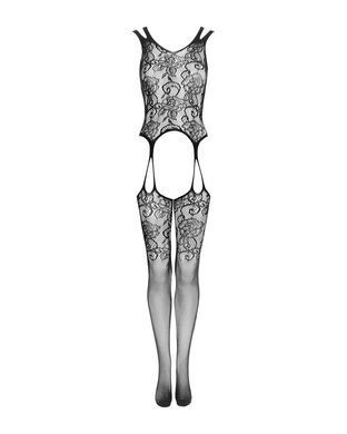 Бодістокінг Obsessive Bodystocking F237 XL/XXL, рослинне плетіння, імітація панчіх SO7234 фото