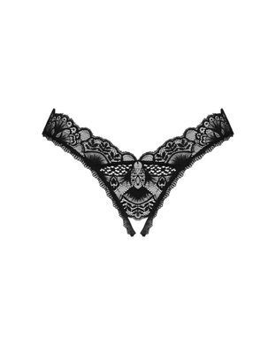 Кружевные стринги Obsessive Donna Dream crotchless thong XL/2XL Black, открытый доступ SO8644 фото