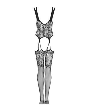 Бодістокінг Obsessive Bodystocking F237 XL/XXL, рослинне плетіння, імітація панчіх SO7234 фото