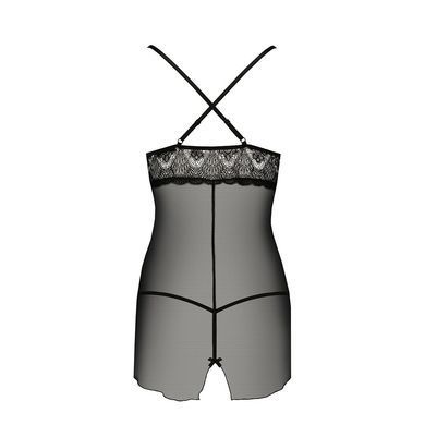 Прозрачная сорочка приталенная Passion QUENTRIS CHEMISE XXL/XXXL, black, трусики PS26606 фото