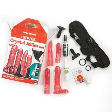 Набор для страпона Doc Johnson Vac-U-Lock Crystal Jellies Set (мятая упаковка!!!) SO1989-R фото