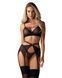 Комплект Obsessive Novenes 3-pcs set, M/L, прозрачный лиф на косточках, стринги, пояс SX0617 фото 1