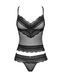Полупрозрачный набор с украшениями Obsessive Ivannes top & thong L/XL, черный, топ и танга SO7284 фото 5