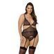 Корсет із пажами Passion AMBERLY CORSET 4XL/5XL, black, асиметричний крій, мережива, стрінги SO7051 фото 1