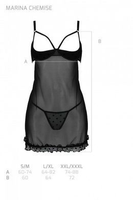 Эротический пеньюар Passion MARINA CHEMISE, L/XL, black SO9723 фото
