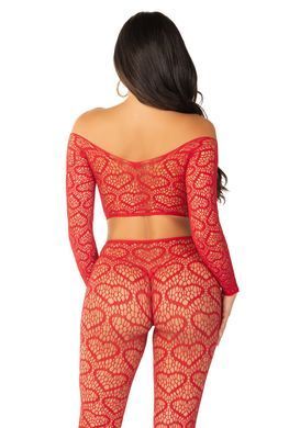 Комплект Leg Avenue Off The Shoulder Top and Footless Tights One Size, Red SX1749 фото