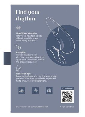 Мінівібратор Womanizer Vibe Dark Blue, 3 авторежими + 10 рівнів інтенсивності SX2145 фото