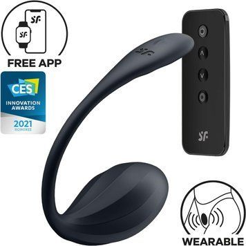 Смарт-виброяйцо Satisfyer Ribbed Petal Connect App Black, управление со смартфона, пульт ДУ SX1221 фото