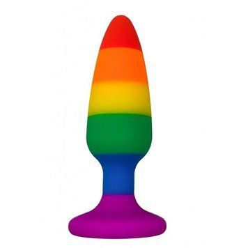 Силиконовая анальная пробка Wooomy Hiperloo Silicone Rainbow Plug L, диаметр 3,9 см, длина 13,1 см SO7434 фото