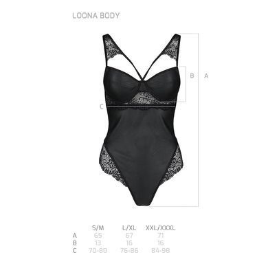 Боди из эко-кожи и кружева Passion LOONA BODY XXL/XXXL, black SO5357 фото