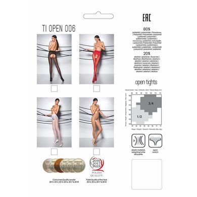 Еротичні колготки Passion TIOPEN 006 1/2 (30 den), white, з вирізом, імітація трусиків PS24514 фото