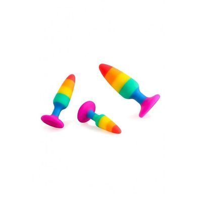 Силіконова анальна пробка Wooomy Hiperloo Silicone Rainbow Plug L, діаметр 3,9 см, довжина 13,1 см SO7434 фото