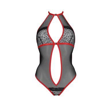 Сітчасте боді з мереживом на грудях Passion SATARA BODY XXL/XXXL red SO8474 фото