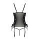 Сетчатый корсет с люверсами и съемными пажами Passion MALWIA CORSET S/M, black, эко-кожа, стринги SO5766 фото 6