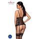 Сетчатый корсет с люверсами и съемными пажами Passion MALWIA CORSET S/M, black, эко-кожа, стринги SO5766 фото 2