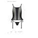 Сетчатый корсет с люверсами и съемными пажами Passion MALWIA CORSET S/M, black, эко-кожа, стринги SO5766 фото 7
