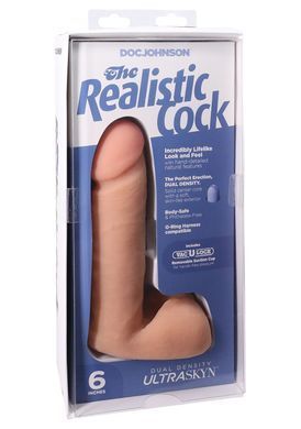 Фаллоимитатор Doc Johnson The Realistic Cock 6 inch White &mdash; ULTRASKYN, Vack-U-Lock, диаметр 4,3 см SO1550 фото