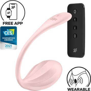 Смарт-виброяйцо Satisfyer Ribbed Petal Connect App Rose, управление со смартфона, пульт ДУ SX1222 фото