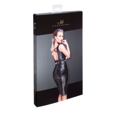 Юбка-карандаш со шнуровкой Noir Handmade F152 Powerwetlook pencil skirt, 3XL, с мокрым эффектом SX0034 фото