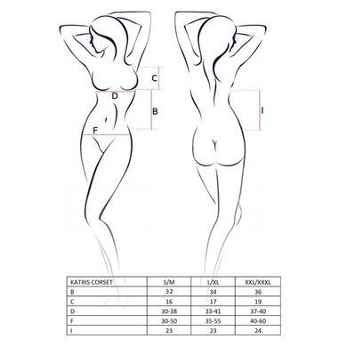 Корсет с пажами Passion KATRISS CORSET L/XL, black, трусики, шнуровка EL12101 фото