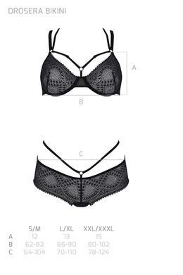 Комплект Passion DROSERA BIKINI black, XXL/XXXL, бюстгальтер і трусики-кюлоти SX0469 фото