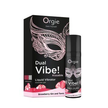 Жидкий вибратор Orgie Dual Vibe! Strawberry Gin & Tonic Kissable Liquid Vibrator, 15 мл SX1489 фото