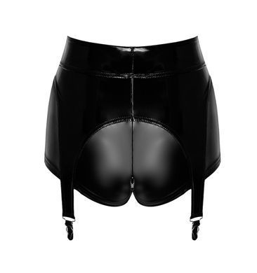 Шортики Noir Handmade F325 Glam, L, black, винил, высокая талия, крепления для чулок, с доступом SX0383 фото