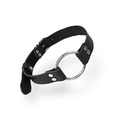 Кляп металлическое кольцо на ремнях Art of Sex &ndash; Gag Ring Metal, черный, натуральная кожа SO6790 фото